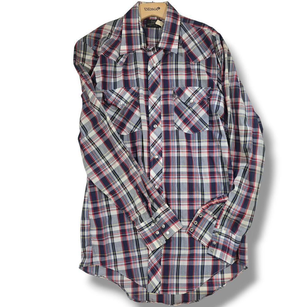 Vintage Sears Western Wear Plaid Snap Button Shirt Long Sleeve Men’s Large - Picture 4 of 8